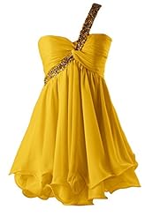 Cocktail Natural   Waistline Beaded Backless Chiffon One Shoulder Party Dress 