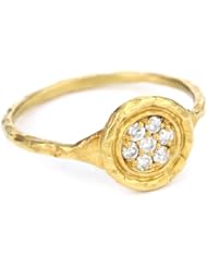 Avindy Jewelry "Pave Diamond" Golden Hammered Pave Circle of Life Ring
