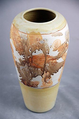 Vase Large Rounded One of a Kind Vase in Yellow with Abstract Design