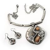 Vintage Twirl Round Pendant And Drop Earrings Set
