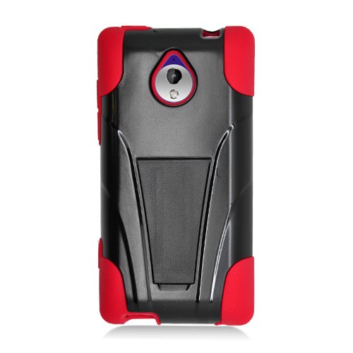 Eagle Cell Hybrid Case with Y Style Kickstand for HTC Tiara/8XT - Retail Packaging - Red/Black