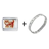 Asian Red Tiger Italian Charm Bracelet