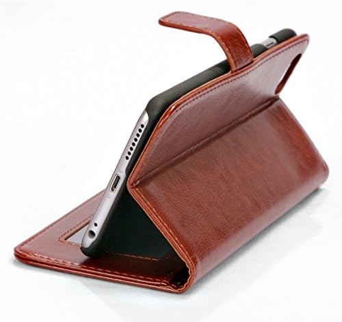 iPhone 6 Case, [Wallet Case] by Hallion **Genuine Leather** KickStand, Apple iPhone 6 Premium Case Wallet (4.70) with Credit Card ID Holder, Foldable Stand (Sandy Brown)
