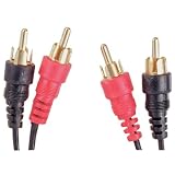 GE 22613 Dual RCA to RCA Gold-Plated Audio Cable (Black, 25 Feet)