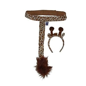 Kids Giraffe Plush Headband Ears Tail Safari Dressup Costume Set
