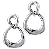 Twin Droplet Sterling Silver Dangle Hoop Earrings