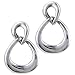 Twin Droplet Sterling Silver Dangle Hoop Earrings