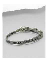 Gray Leather Hematite Bracelet In 92.5 Sterling Silver