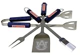 Auburn Tigers 4 piece BBQ (Barbecue) Set - Spatula/Tongs/Fork/Basting Brush - NCAA College Athletics Fan Shop Sports Team Merchandise