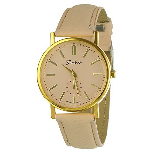 Luxmo Geneva Women's Analog Display Quartz Wrist Watch - Beige