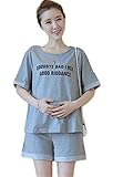マタニティ ルームウェア パジャマ 上下セット 半袖Tシャツ ショートパンツ ウェストの調整可能 産前 オリジナルアイテム付き 892-16496