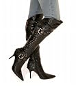 Blue Banana Black Patent Over the Knee Boots