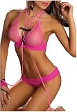 Dessous Sexy Intime Frauen Rosa BH Set Babydoll