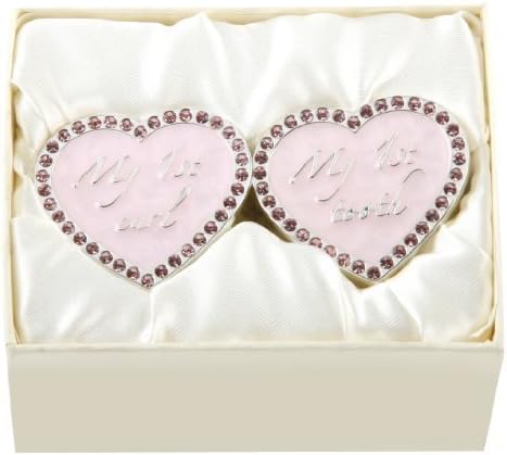 Silver Plated Diamante 1st Curl &amp; 1st Tooth Set PINK
