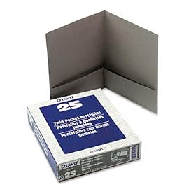 Twin-Pocket Linen Paper Portfolio, Gray
