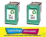 HP 343 Remanufactured Colour High Capacity Ink Cartridge Twin Pack HP343 / C8766EE / For HP Photosmart 2570 257 2575 2610 2613 2710 2713 325 329 335 370 375 385 395 420 422 425 428 475 7850 8050 8150 8153 8450 8453 8750 8753 C3100 C3110 C3125 C3135 C3140 C3150 C3175 C3180 C3183 C3190 C4100 C4180 D5100 D5145 D5155 D5160 D5163 D5168 Pro B8350 PSC 1500 1510 1513 1600 1610 2350 2353 2355