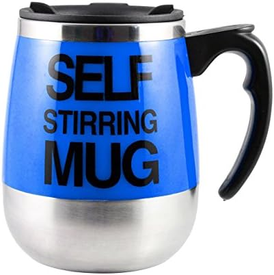 Coffee Mug 450ml Stainless Plain Lazy Self Stirring Electric Mug Auto Mixing Water Cup Gift Travel Mug (Blue)