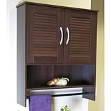 Louvered 2 Door Wall Cabinet (Espresso) (28.7"H x 25"W x 7.13"D)