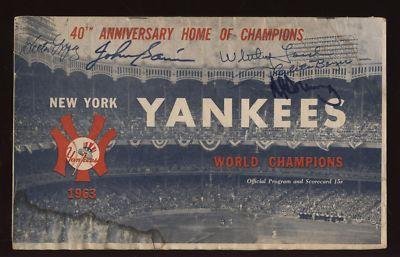 1963 New York Yankees Signed Program 5 Signatures inc. Whitey Ford B & E Holo - Autographed MLB Magazines