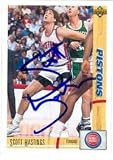 Scott Hastings Autographed/Hand Signed Basketball Card (Detroit Pistons)