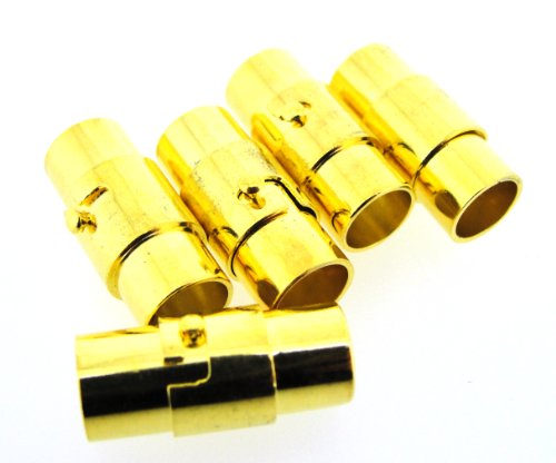 Kumihimo End Cap/ Magnetic Clasp (Package of 5 Sets) Gold Color - Hole Size 6mm