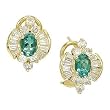 14K Yellow Gold Emerald and Diamond Earrings