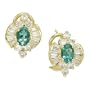 14K Yellow Gold Emerald and Diamond Earrings