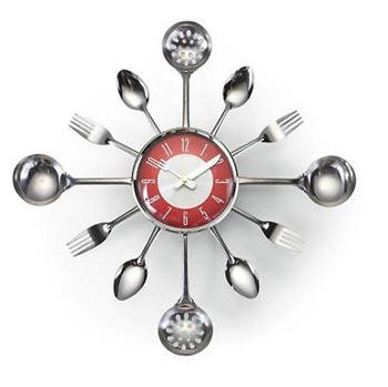 Kitsch'n Clock- Red/Silver Retro Sunburst Clock