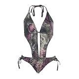 Plunge Monokini Snake Pattern Purple