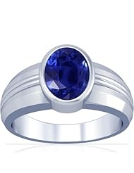 14K White Gold Oval Cut Blue Sapphire Solitaire Ring