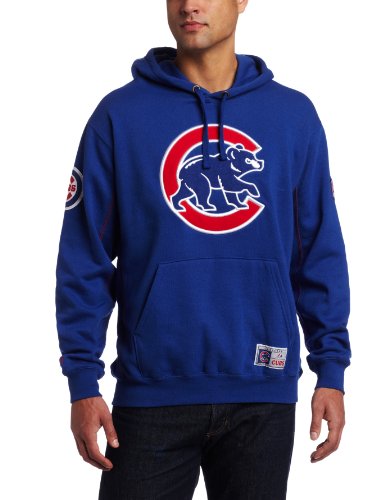MLB Men's Chicago Cubs Be Proud Long Sleeve Hooded Fleece Pullover, Deep Royal/Athletic Red, Large