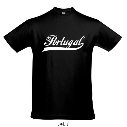 T-Shirt Portugal Oldschool LÄNDERSHIRT EM / WM FAN Trikot S-XXL , Deep black – weiß , S