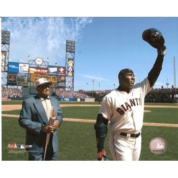 Barry Bonds with Willie Mays 660th HR 8x10 Photo