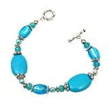 Bracelet - B51 - Handmade Genuine Turquoise Gemstone, Murano Glass, Fresh Water Pearl and Glass...