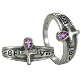 Sterling Silver Egyptian Ankh Hieroglyph Amethyst Gemstone Kemetic Ring (sz 4-15)