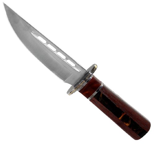 Columbia couteau de chasse avec manche en bois décoré et lame de 440-C en acier inoxydable avec gaine