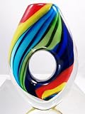 Murano Design Mouth Blown Rainbow Contemporary Glass Vase X-580