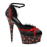 6 Inch High Heel Sexy Platform Shoes Rockabilly Cherry Dorsay Shoes Black