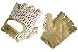 Padded Leather Fingerless Cotton Crochet Cycling Gloves