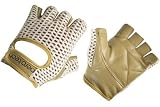 Padded Leather Fingerless Cotton Crochet Cycling Gloves