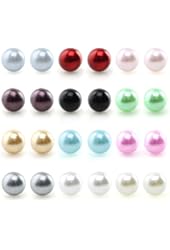Assorted Mixed Color Wholesale Lot Glass Pearl Earrings Studs Gift Set, Stainless Steel Earrings Pin, Hypoallergenic