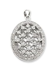 Sterling Silver CZ Locket Pendant