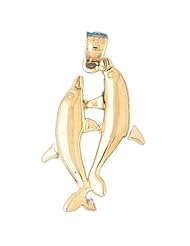 Dazzlers Solid 14 karats gold Dolphin Charm Pendant Available in three colors from jewelsberry (weights: 3.3 grams only)