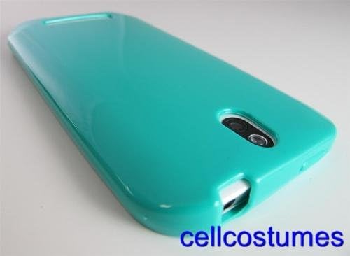 CELL PHONE CASE COVER SOFT FLEXI TPU GEL SKIN FOR HTC ONE SV (CRICKET/BOOST MOBILE) - TURQUOISE [In CellCostumes Retail Packaging]