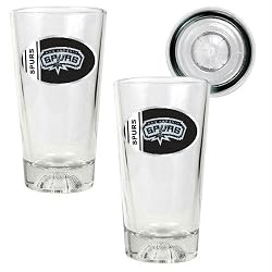 NBA San Antonio Spurs Two Piece Pint Ale Glass Set with Basketball Bottom - Oval Logo