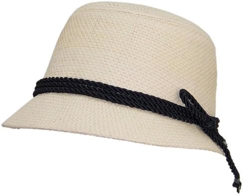 Womens Summer Paper Straw Cloche Hat with Rope Band (One Size)