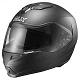 GLX DOT Full Face Modular Flip Up Motorcycle Helmet Matte Black XX-Large