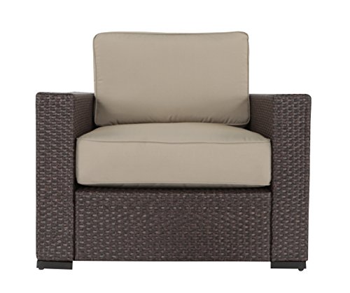 Serta Outdoor Collection Arm Chair with Thick 6 Inch Cushions, Beige