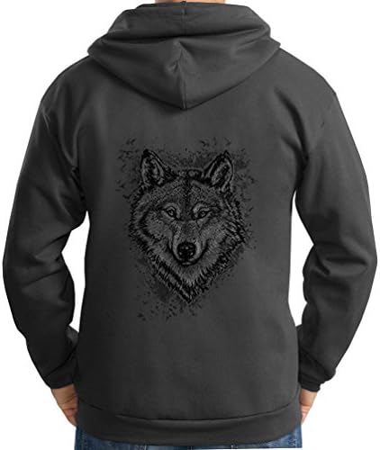 TshirtsXL Men's Lone Wolf Graphic Hoodie, Large, Charcoal