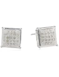 Sterling Silver Diamond Square Earrings (1/10 cttw)